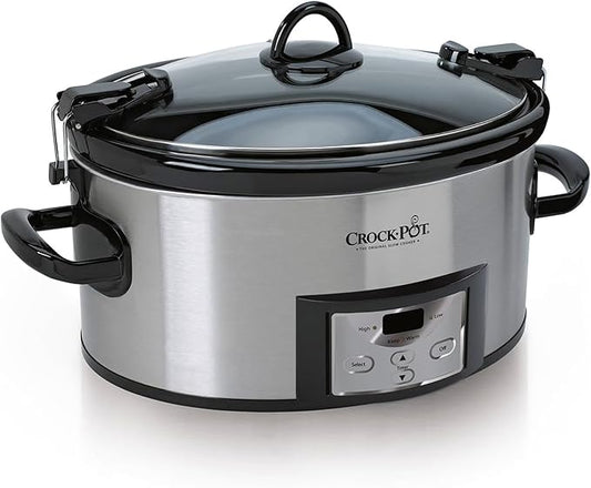 Crock-Pot 6 Quart Cook & Carry Programmable Slow Cooker with Digital Timer Stainless Steel (CPSCVC60LL-S) Update scope